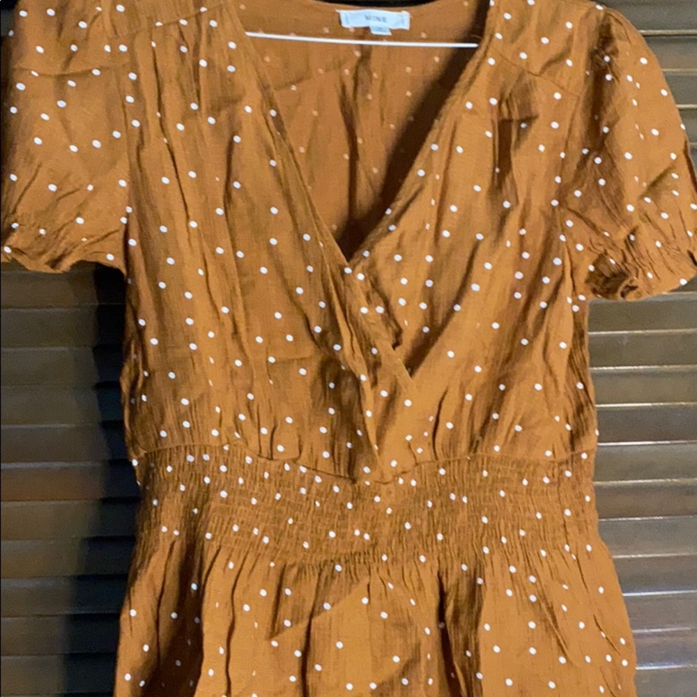 NWOT MINE Brown Polka Dot Peplum Top